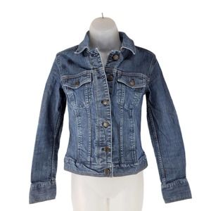 Eddie Bauer Jean Jacket XS Womens Medium Blue Wash Pockets